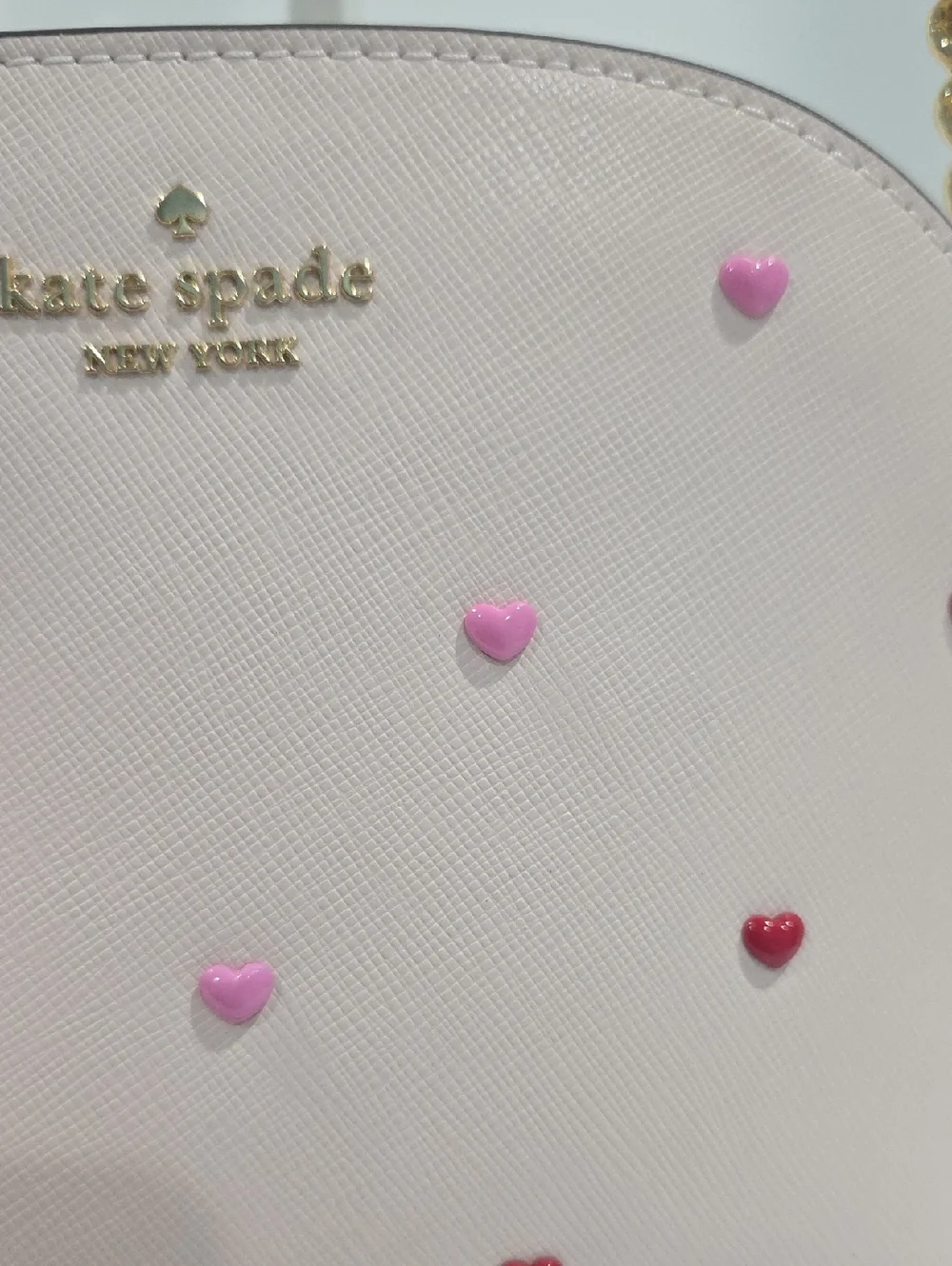 NWT ✅  Kate Spade SPENCER Heart Studs XLC Small Dome Crossbody POWDERED SUGAR